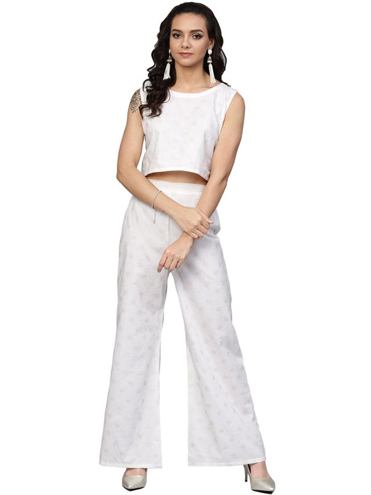 Ahalyaa Off White Straight Cotton Indowestern Set | Swadesiicart