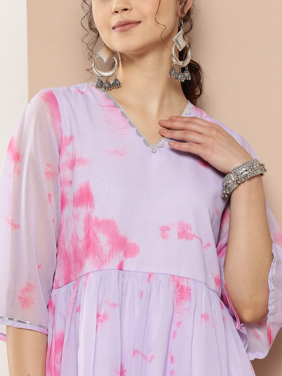 Ahalyaa Lavender & Pink Printed Tunic | Swadesiicart