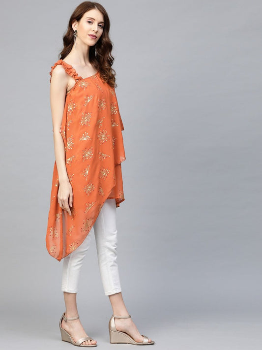Ahalyaa Women One Shoulder Printed Tunic | Swadesiicart