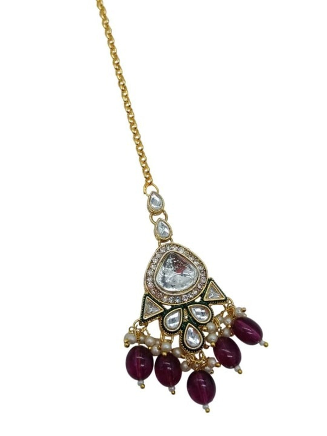 Jewel City Gold-Plated Kundan Choker Necklace Set with Beads & Maang Tikka | Traditional Indian Bridal Jewelry | Swadesiicart