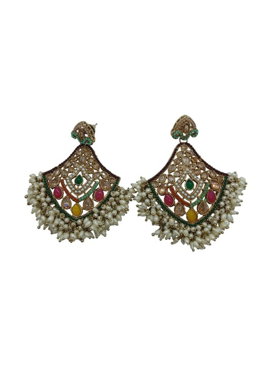 Jewel City Exquisite Multi Color Kundan Pearl Choker Necklace Set - Traditional Indian Wedding Jewelry Collection | Swadesiicart