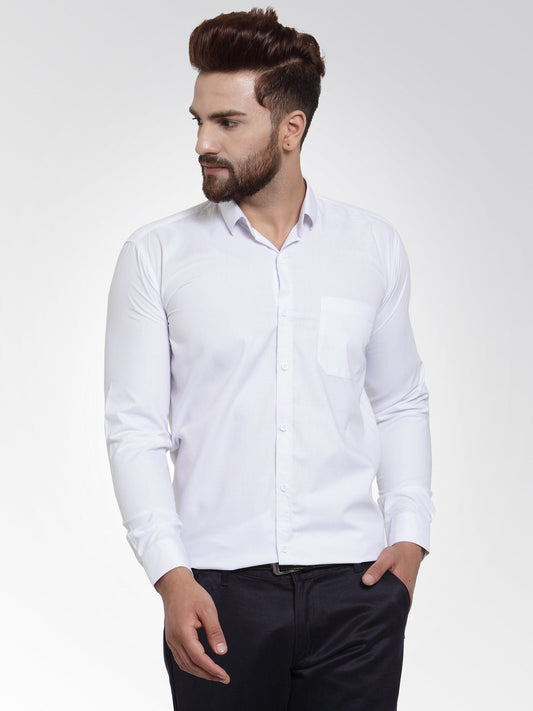 Jainish Men's Cotton Solid White Formal Shirt's ( SF 361White ) | Swadesiicart