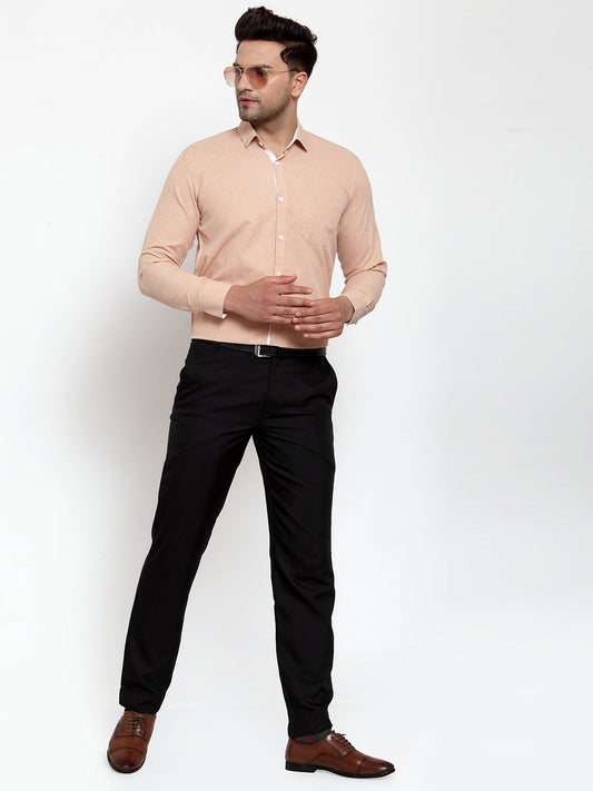 Jainish Light-Brown Formal Shirt with white detailing ( SF 419Light-Brown ) | Swadesiicart