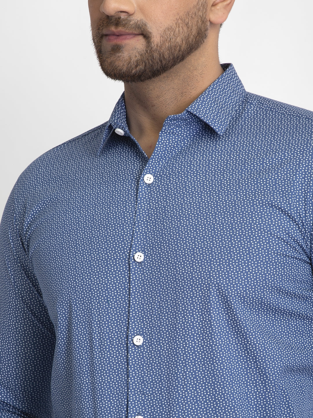 Jainish Blue Men's Cotton Printed Formal Shirts ( SF 428Blue ) | Swadesiicart
