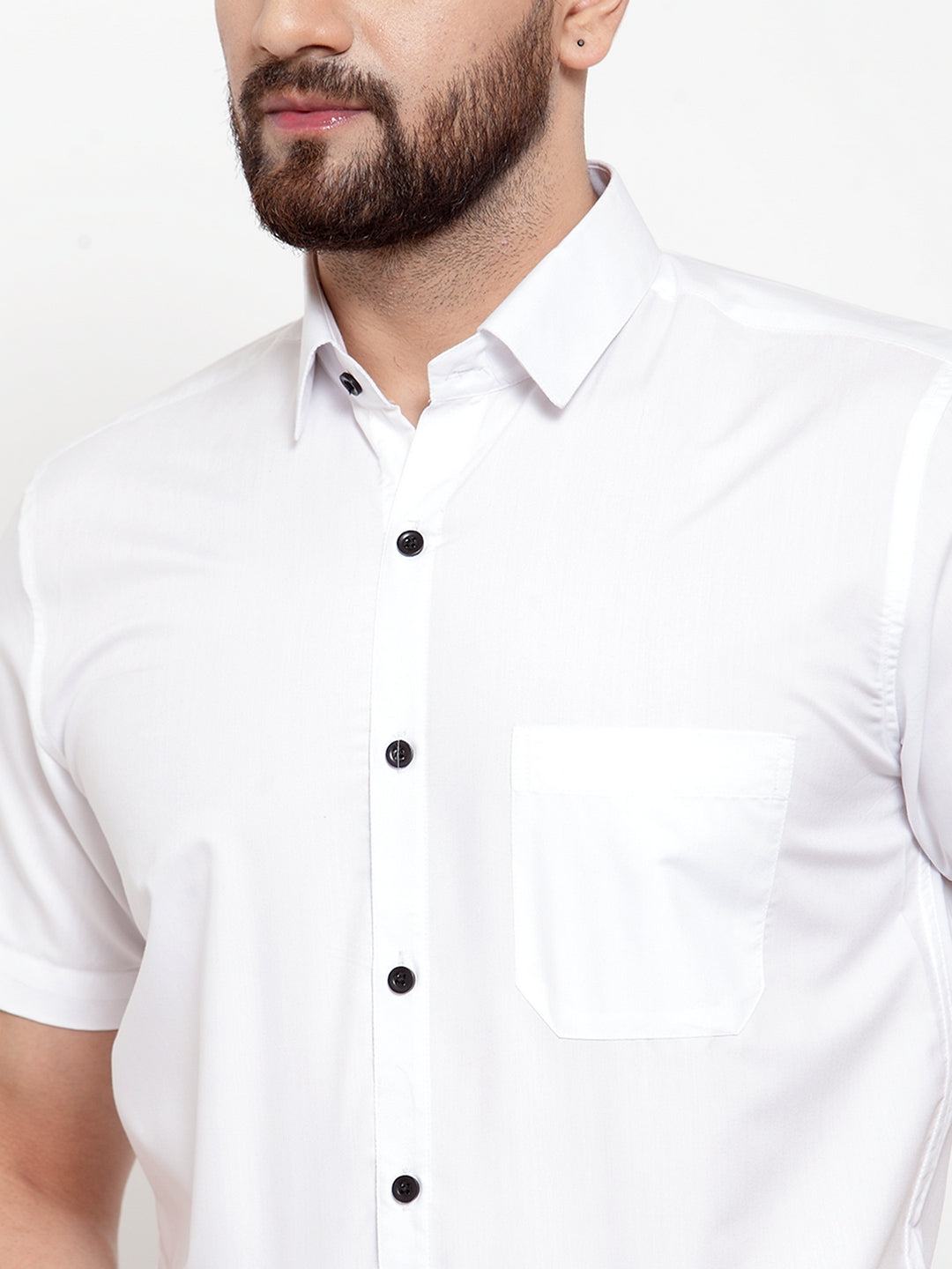 Jainish White Men's Cotton Half Sleeves Solid Formal Shirts ( SF 754White ) | Swadesiicart