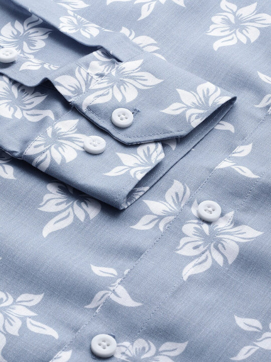 Jainish Blue Men's Cotton Printed Formal Shirt's ( SF 755Sky ) | Swadesiicart