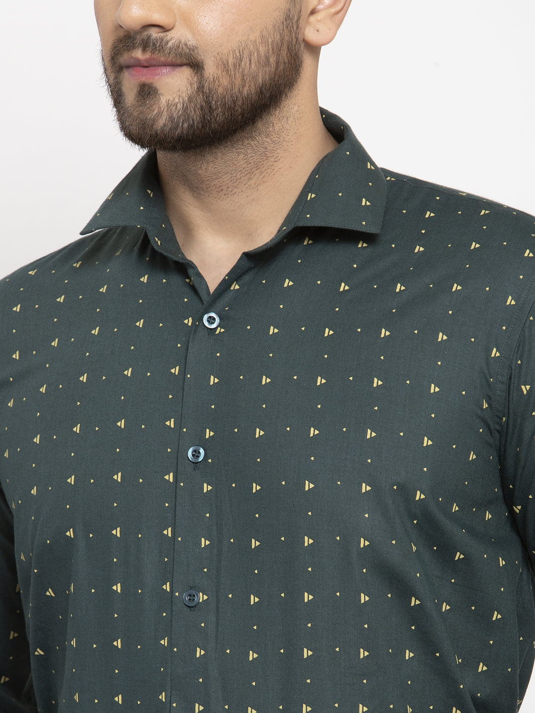 Jainish Green Men's Cotton Printed Formal Shirt's ( SF 766Green ) | Swadesiicart
