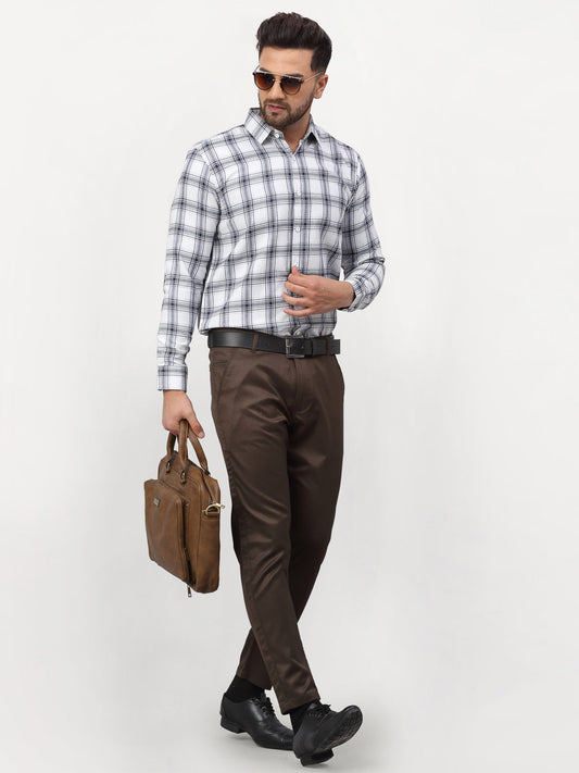 Jainish White Men's Checked Formal Shirts ( SF 779White ) | Swadesiicart