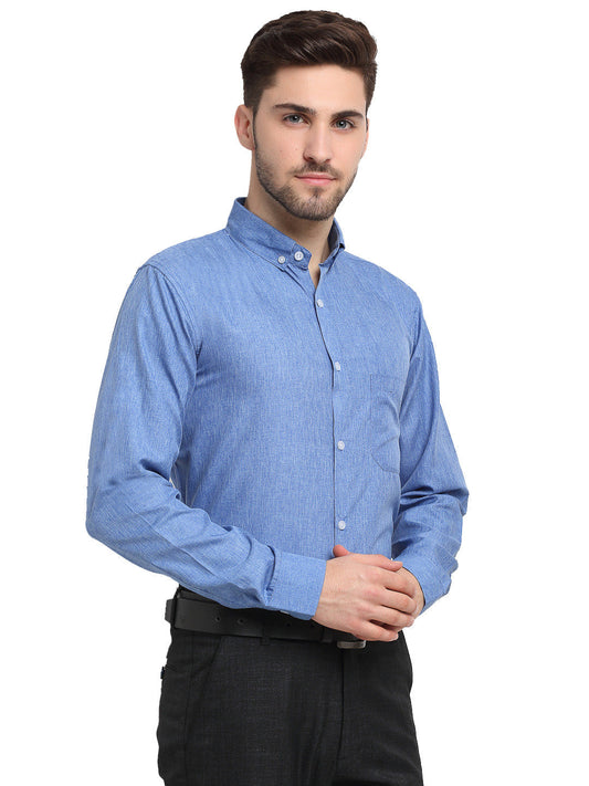 Jainish Blue Men's Button Down Collar Cotton Formal Shirt ( SF 785Light-Blue ) | Swadesiicart