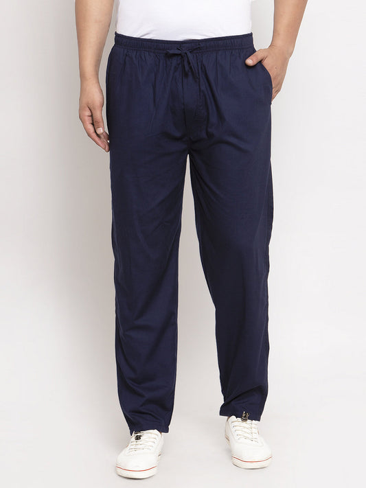 Jainish Men's Navy Blue Solid Cotton Track Pants ( JOG 011Navy ) - Swadesiicart
