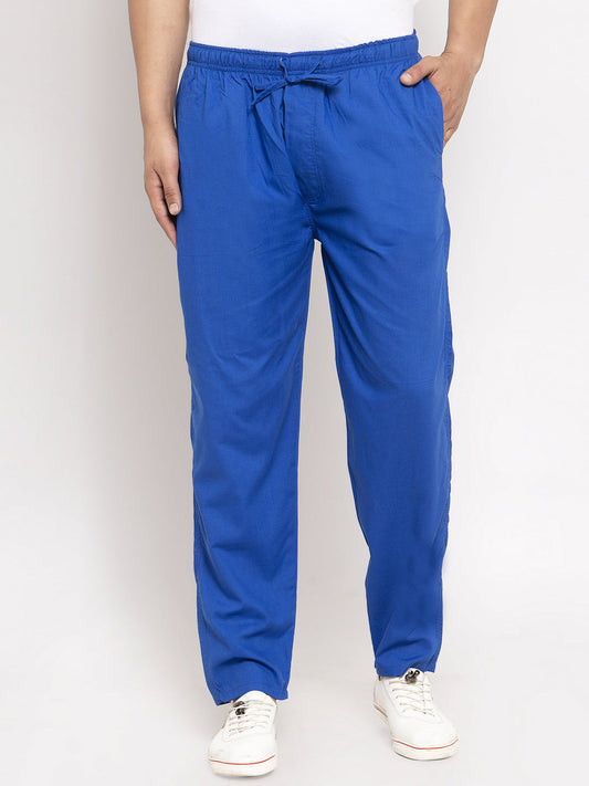 Jainish Men's Blue Solid Cotton Track Pants ( JOG 011Royal-Blue ) - Swadesiicart