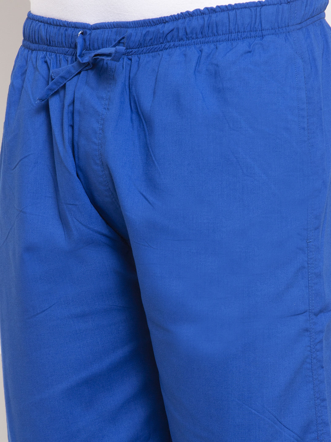 Jainish Men's Blue Solid Cotton Track Pants ( JOG 011Royal-Blue ) - Swadesiicart