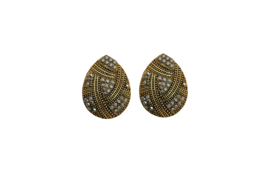 Joban Fashion Women Brass Golden Black Ad Earrings