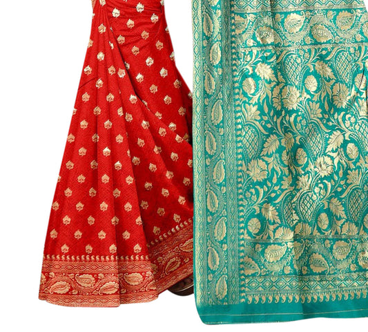 Vamika Red Weaving Banarasi Jacquard Saree | Swadesiicart