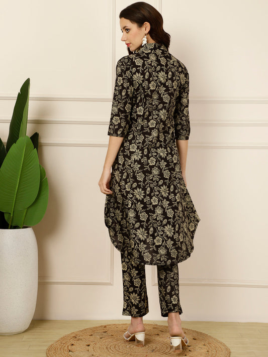 Antaran Black Pure Cotton Printed Co Ord Set - Swadesiicart