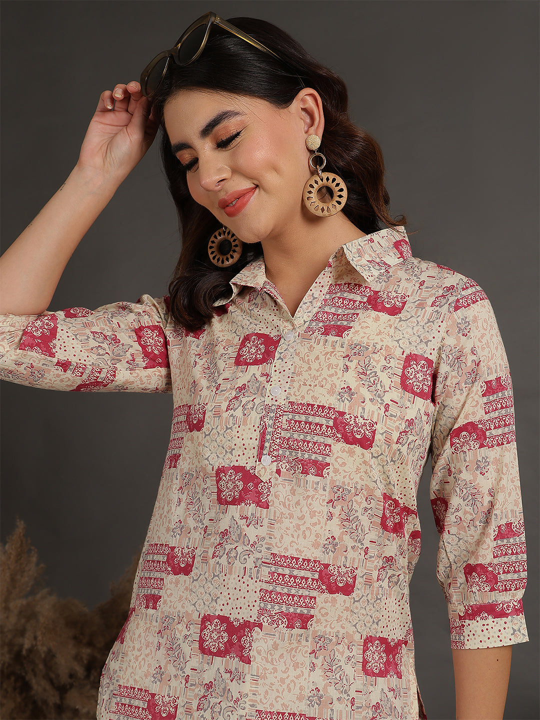 Antaran Cream Pure Cotton Printed Co Ord Set - Swadesiicart