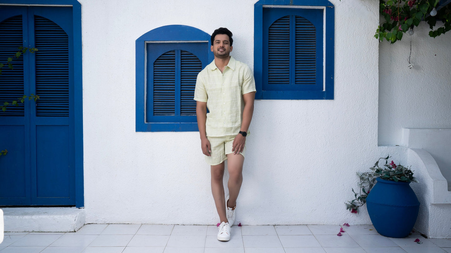 Noroke Sustainable fabric | 100% Linen Linen Embroidered Co-ord Set Men - Green - Swadesiicart
