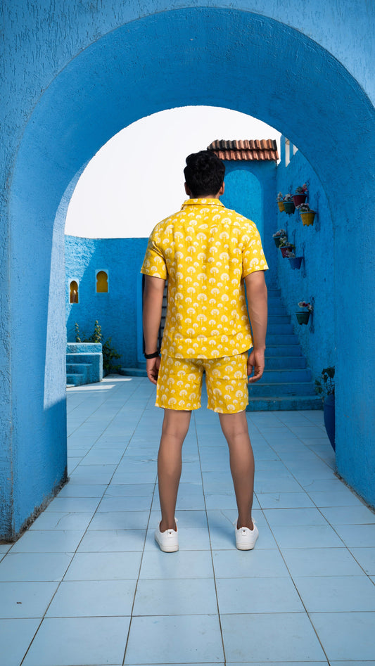 Noroke Sustainable fabric | 100% Linen Linen Mustard Co-ord Set Men - Mustard - Swadesiicart