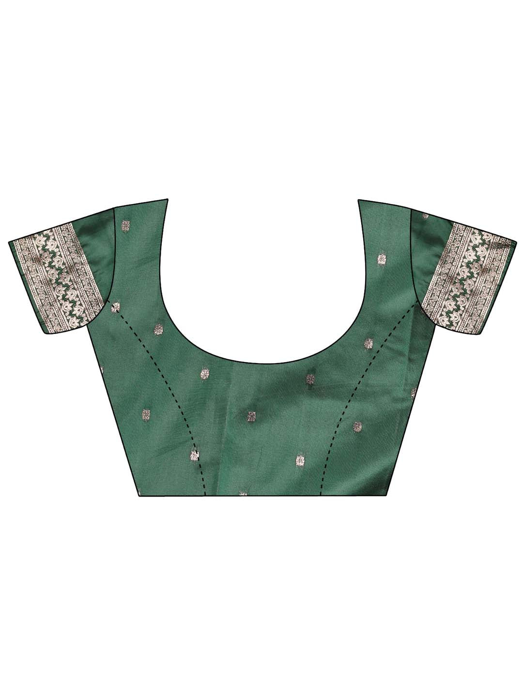 Astita Emerald Green Banarasi Silk Saree with Zari Floral Work - Elegance Woven in Every Thread | Swadesiicart