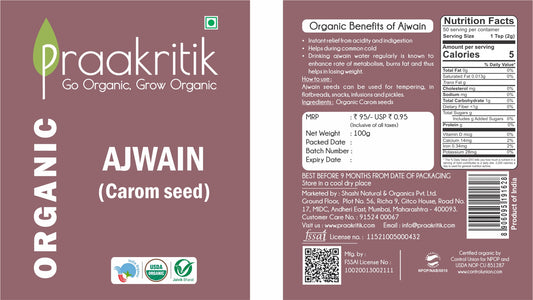 Praakritik Organic Ajwain - Swadesiicart