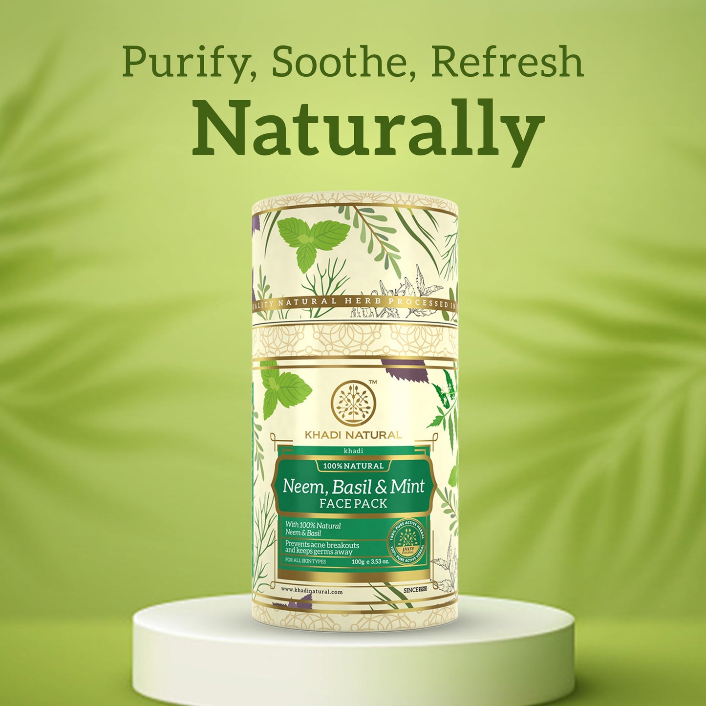 Khadi Natural Neem, Basil & Mint Face Pack - 100gm