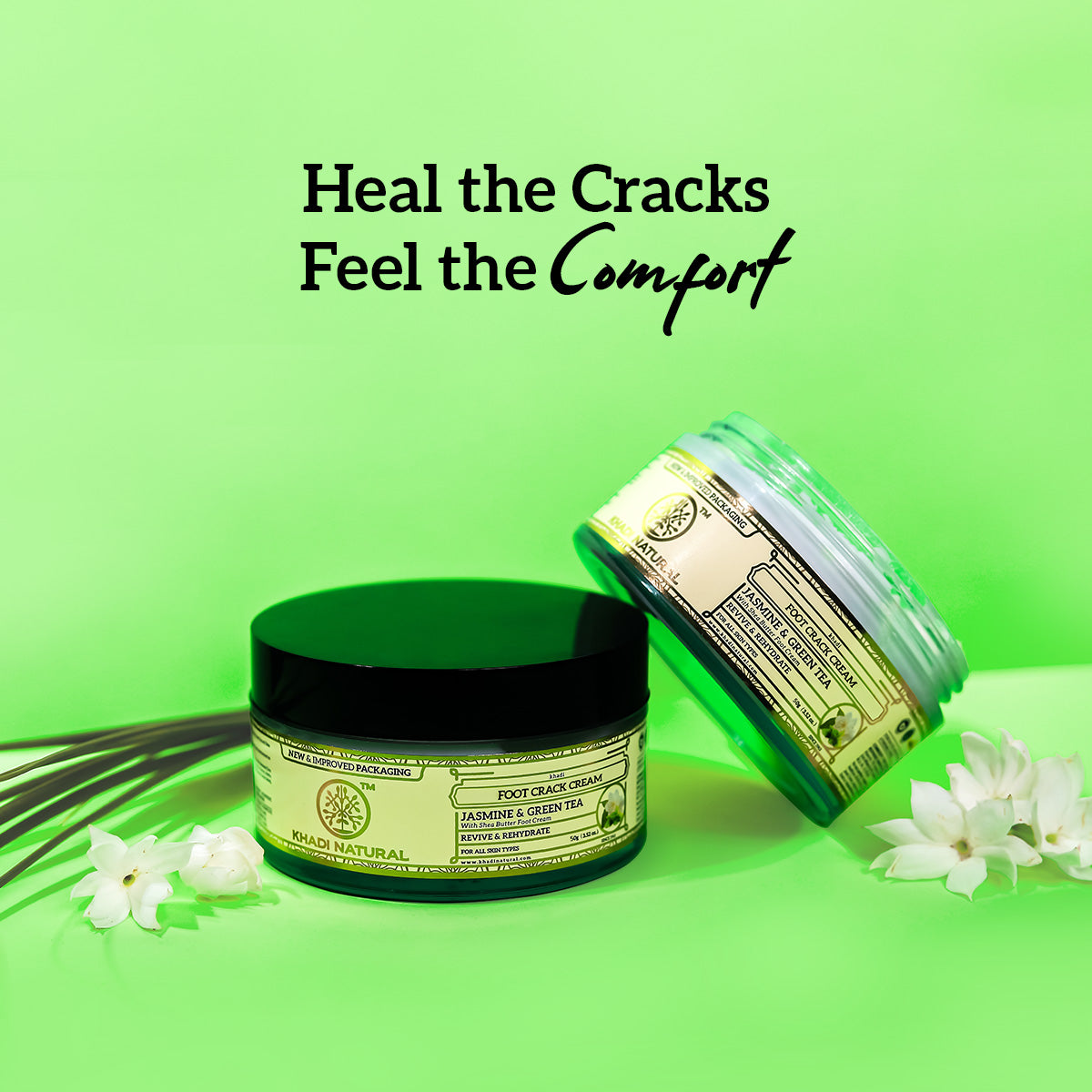 Khadi Natural Jasmine & Green Tea Foot Crack Cream - With Sheabutter - 50gm