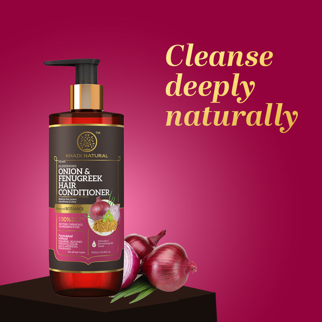 Khadi Natural Onion & Fenugreek Hair Conditioner - Paraben, Silicones, Sulphate, Color, Salt & Artificial Fragrance Free - 310ml
