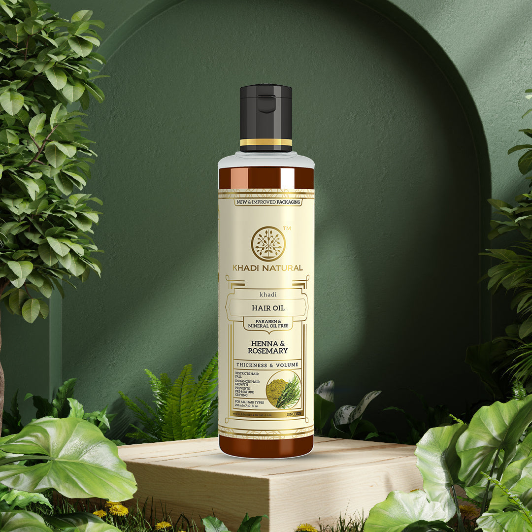 Khadi Natural Henna & Rosemary Hair Oil – Paraben & Mineral Oil Free (210ml)