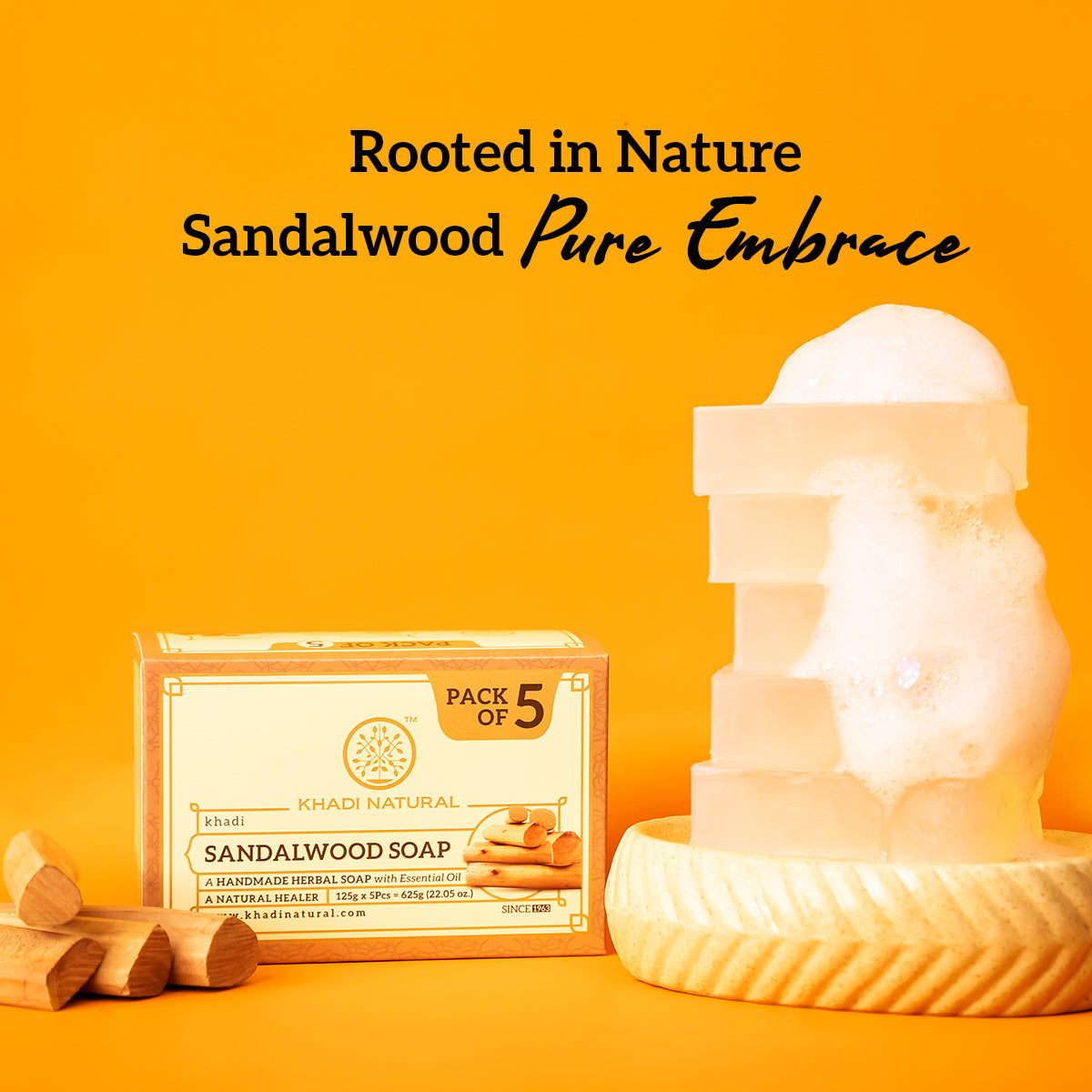 Khadi Natural Sandalwood Soap Combo Pack Of 5 – 125gm Each