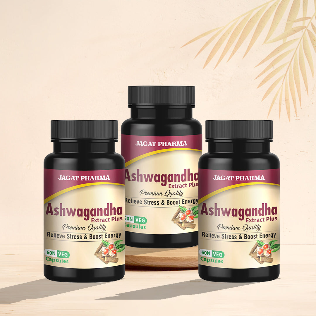 Jagat Pharma Ashwagandha Capsules | Helps Relieve Stress and Anxiety | Swadesiicart