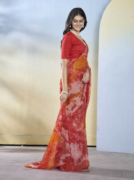 Maroon Georgette Designer Printed Ready to Wear Saree - Samyana | Swadesiicart