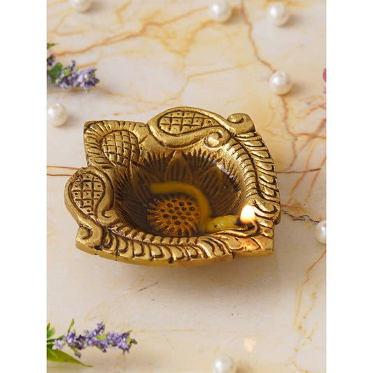 eCraftIndia Beige Ethnic Design Diyas | Swadesiicart