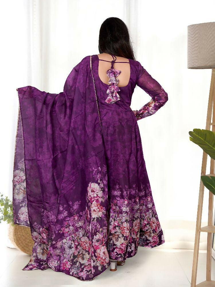 Joban Fashion Wine Kurta Set Organza Sequin Embroidery Work