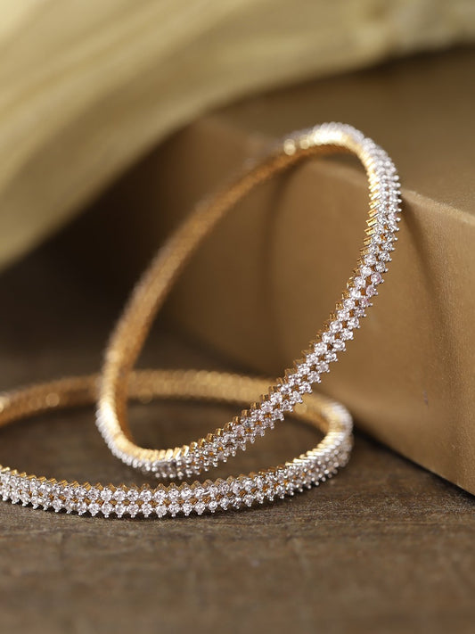 Priyaasi Women 2 Gold-Polished White Bangle - Noz2Toz