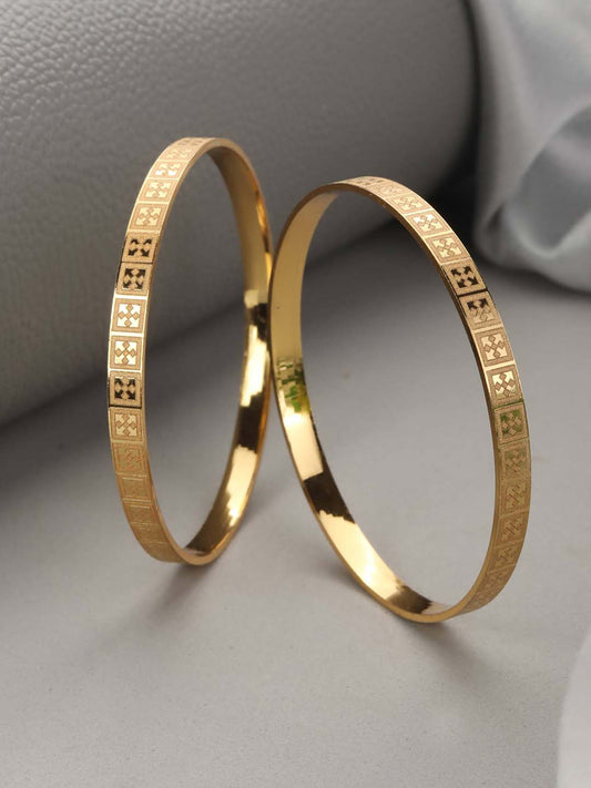 Priyaasi Women Set of 2 Gold-Polished Bangles Set - Noz2Toz
