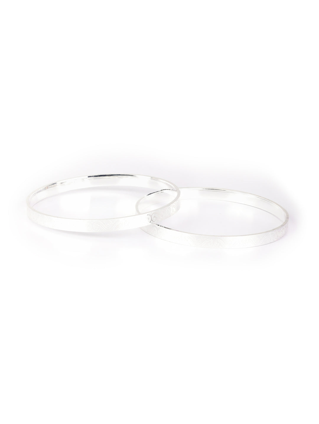 Priyaasi Women Set of 2 Silver Plated Bangles Set - Swadesiicart