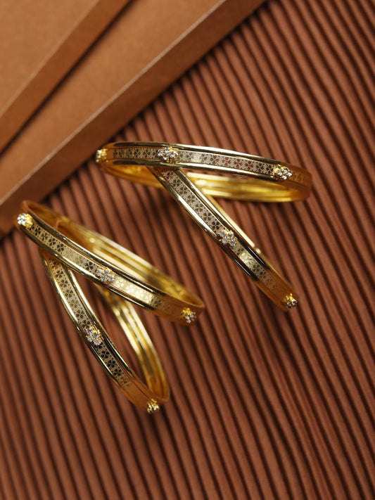 Priyaasi Women Set of 4 Gold-Polished Bangles Set - Noz2Toz