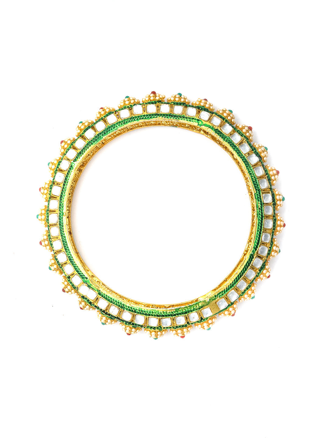 Priyaasi Women Multi Color Kundan Pearls Gold Platted Set Of 2 Bangles - Swadesiicart