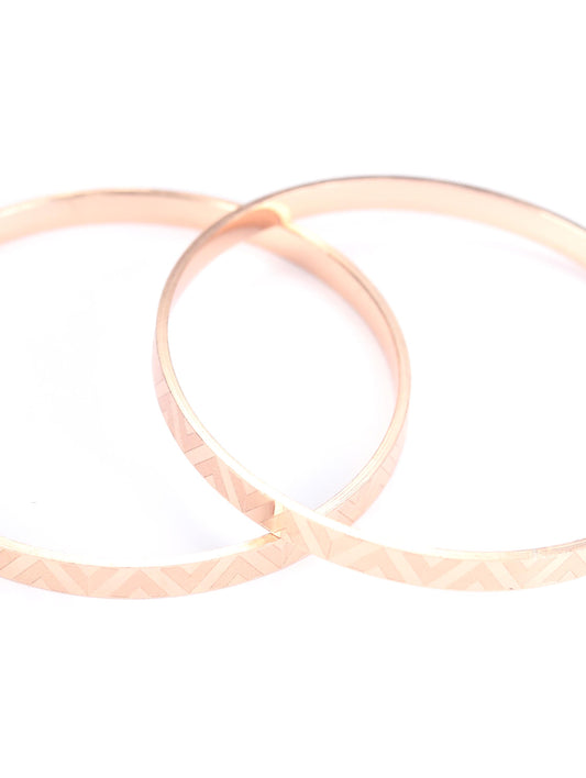 Priyaasi Women Rose Gold-Polished Set of 2 Bangle Set - Swadesiicart