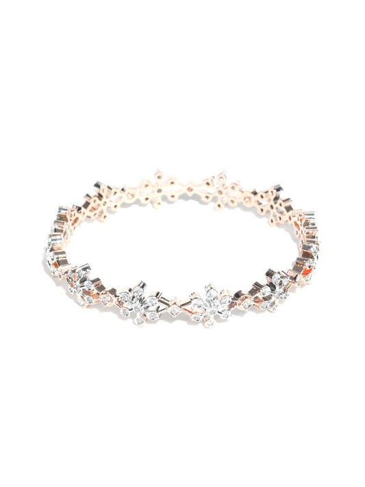 Priyaasi Women American Diamond Rose Gold-Polished Bangle Set - Swadesiicart