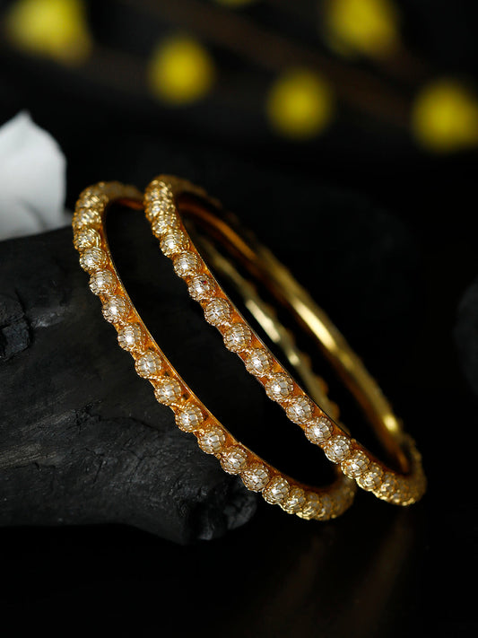 Priyaasi Women Gold-Polished Pearls Studded Set of 2 Bangles - Noz2Toz