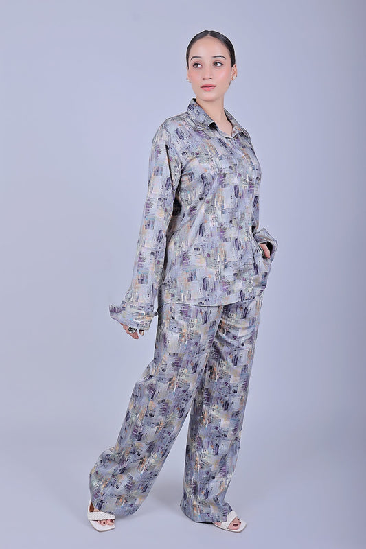 Bluebird Women's Printed Co-ord Set Grey - Swadesiicart