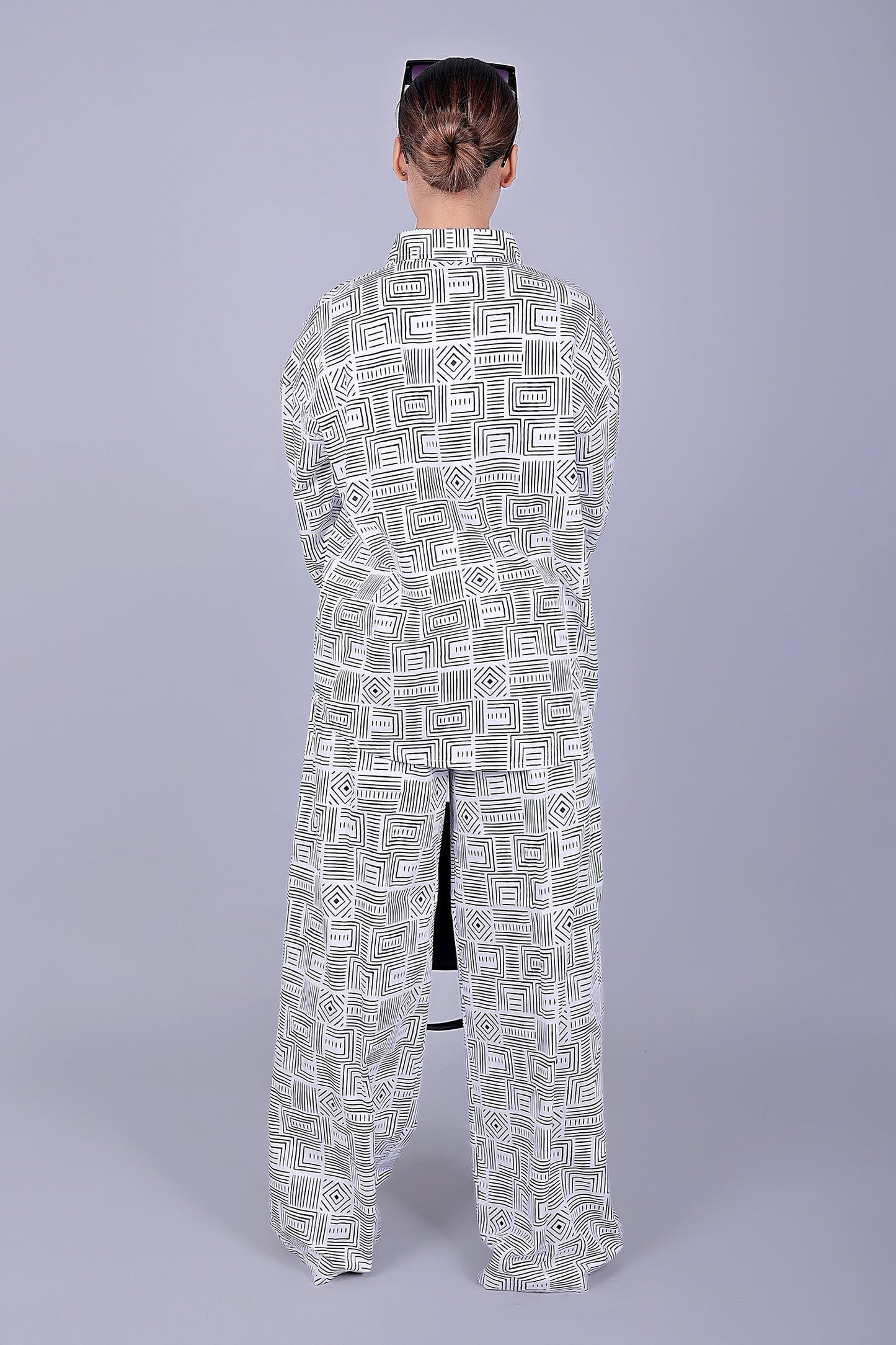 Bluebird Women's Printed Co-ord Set Black and White - Swadesiicart