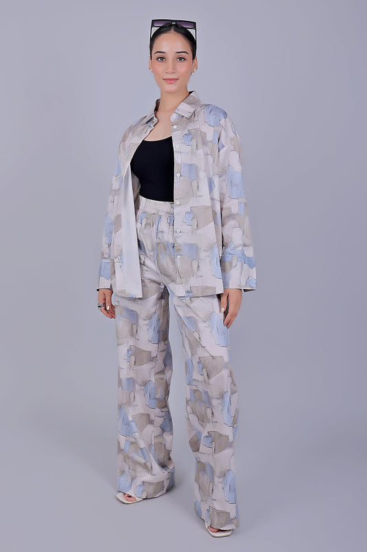 Bluebird Women's Printed Co-ord Set Grey - Swadesiicart
