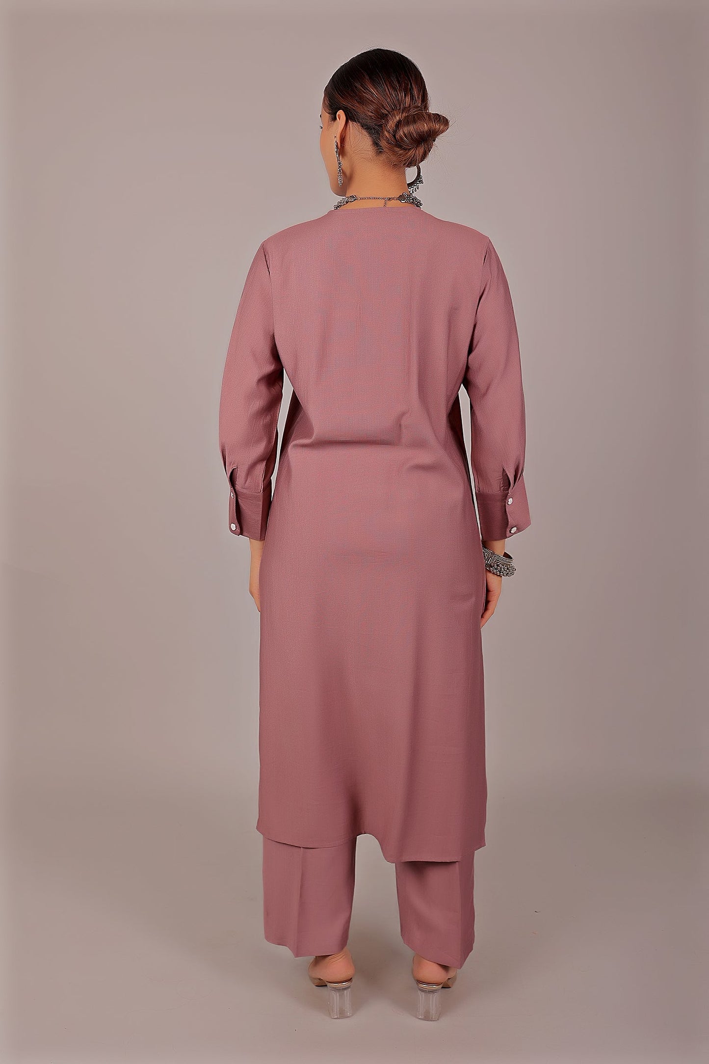 Bluesaanchi Women's Rosewater Kurti With Trouser Pajama Set | Swadesiicart