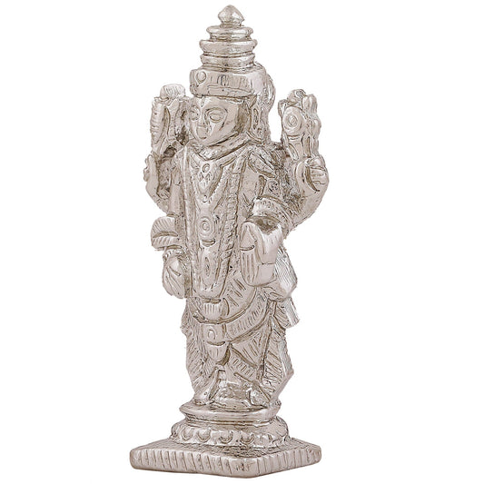 Estele Rhodium Plated Lord Tirupati Balaji Idol Showpiece for Pooja Mandir/ Home Decorative - Swadesiicart