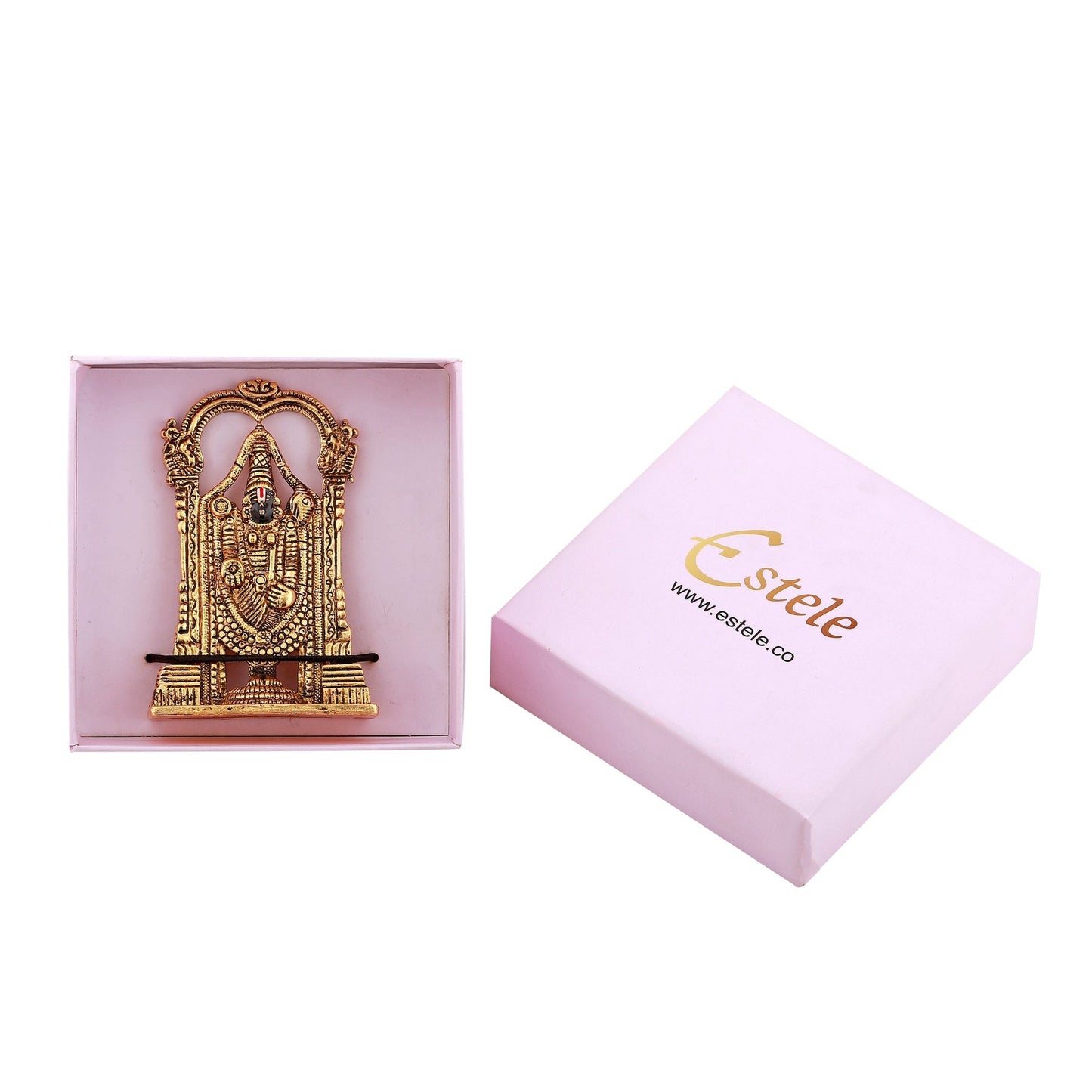 Estele Gold-Polished Lord Tirupati Balaji Idol Showpiece for Pooja Mandir/ Home Decorative - Swadesiicart