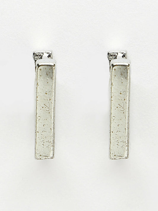 NVR Men's Silver-Plated Geometric Shape Stainless Steel Hoop Earrings