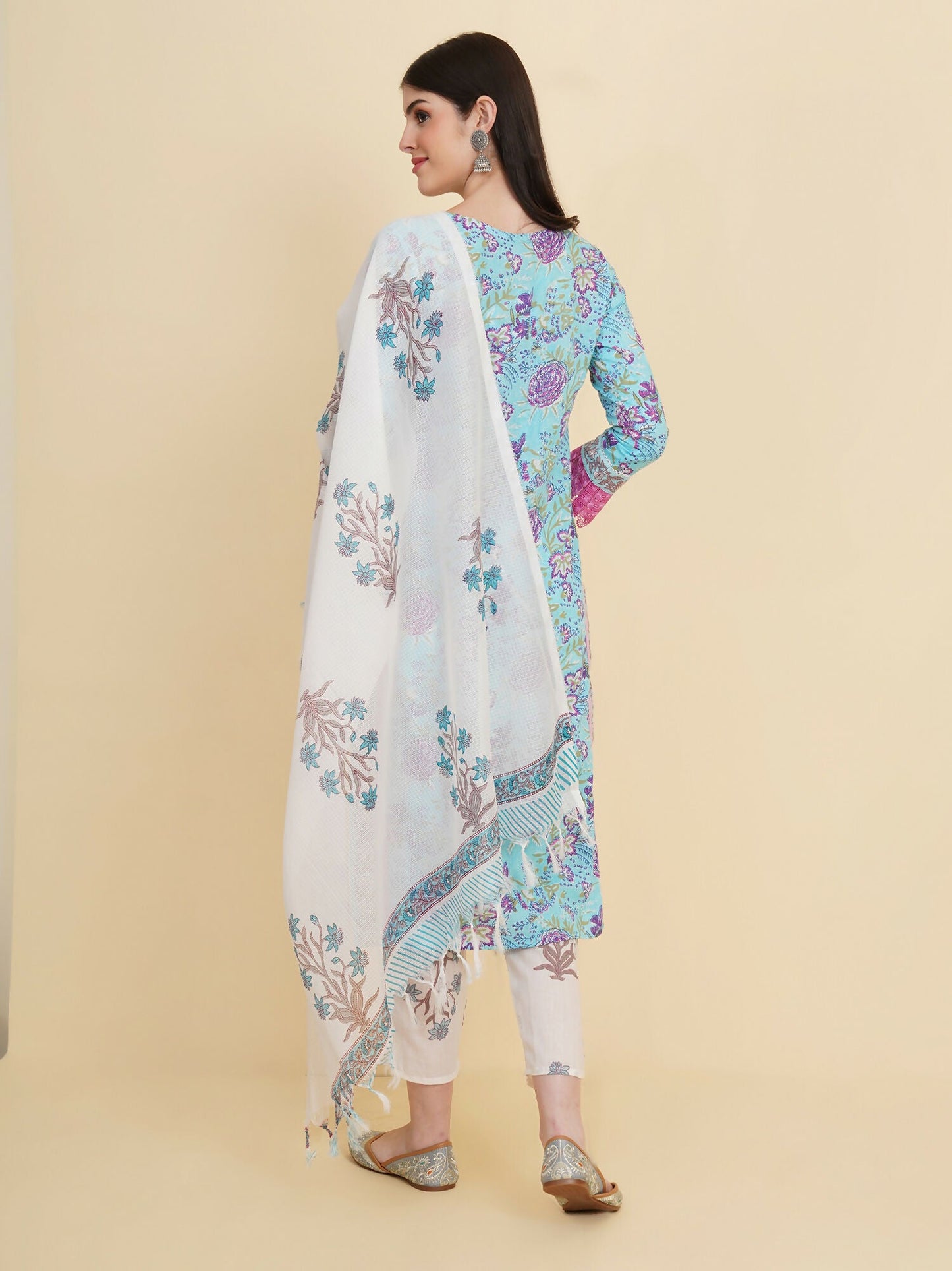 Designer Stylish skyblue Cotton Stitched Suit With Dupatta - Tanisha | Swadesiicart
