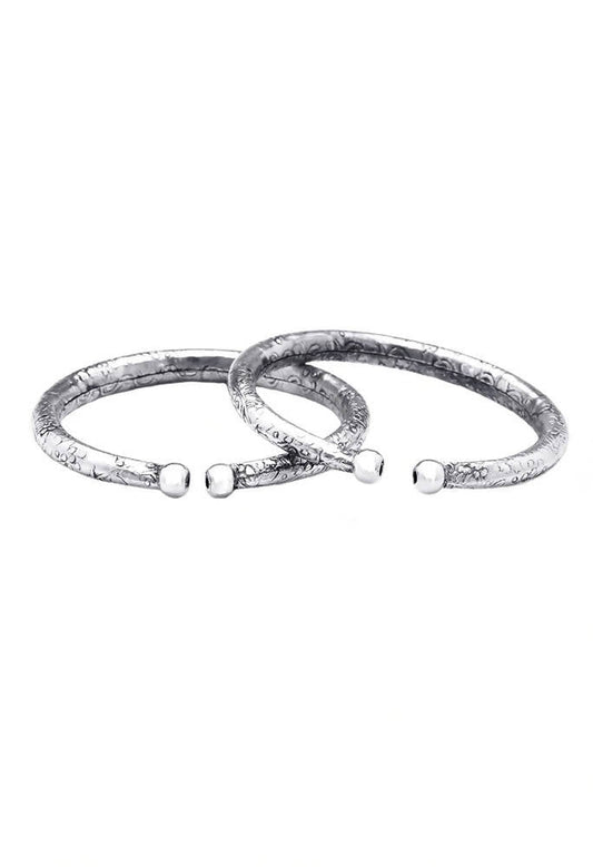Mominos Fashion Kamal Johar Oxidised Silver Pressing Style Anklets | Swadesiicart